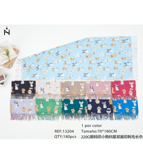 Bufanda Cuadro Detalle Pompones