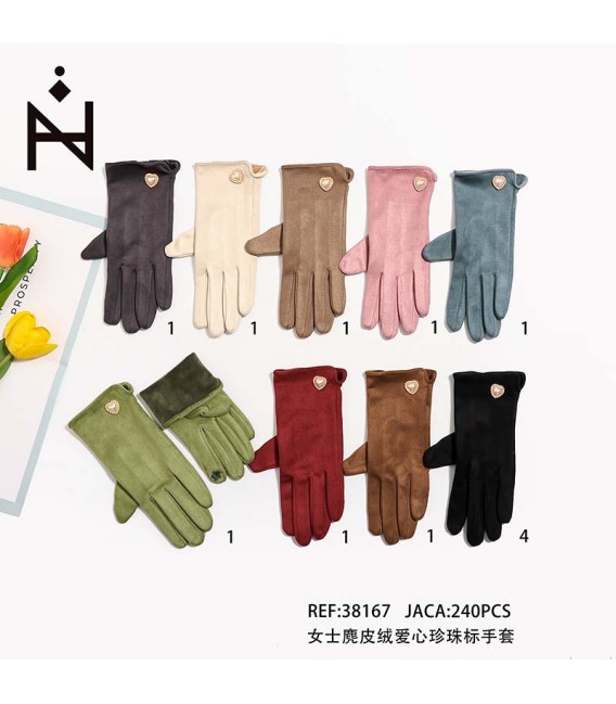 Guantes Liso Corazon Perlado