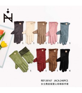 Guantes Liso Corazon Perlado