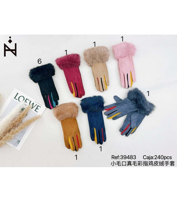 Guantes Mujer Liso Con Pelo