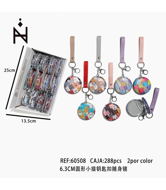 Llavero con Espejo Dibujo Gato