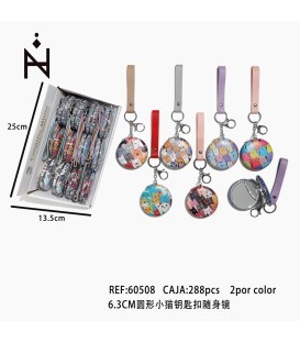 Llavero con Espejo Dibujo Gato