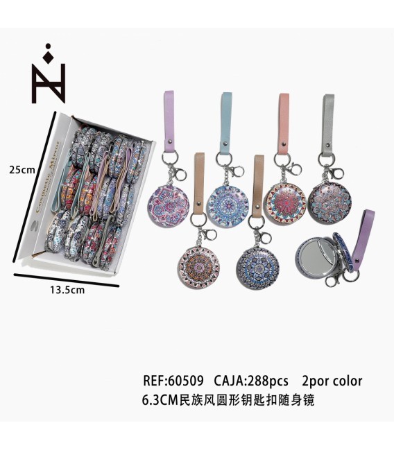 Llavero con Espejo Dibujo Mandalas