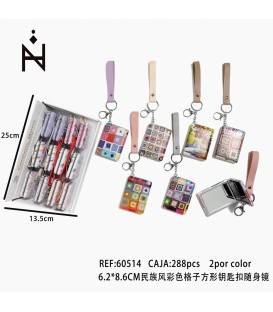 Llavero con Espejo Dibujo Multicolor