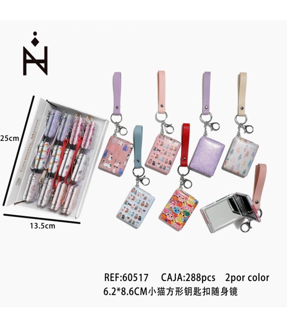 Llavero con Espejo Dibujo Gato