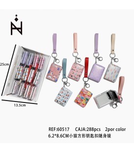 Llavero con Espejo Dibujo Gato