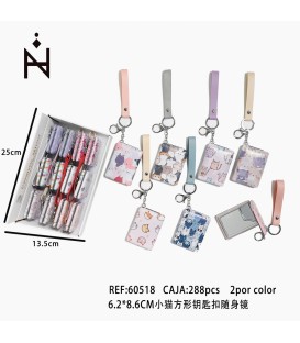 Llavero con Espejo Dibujo Gato