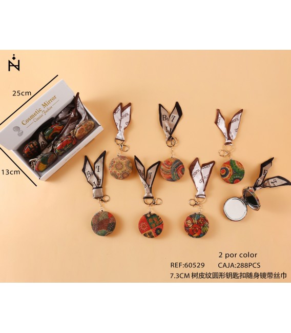 Llavero con Espejo Dibujo Corcho