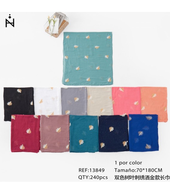 Fular Purpurita Bordado Hoja