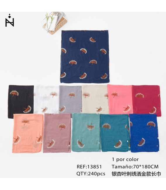 Fular Purpurita Bordado Hoja